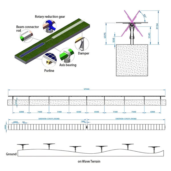 Horizontal Single Axis-72P: 72-Panel Utility Solar Tracker – Bild 3